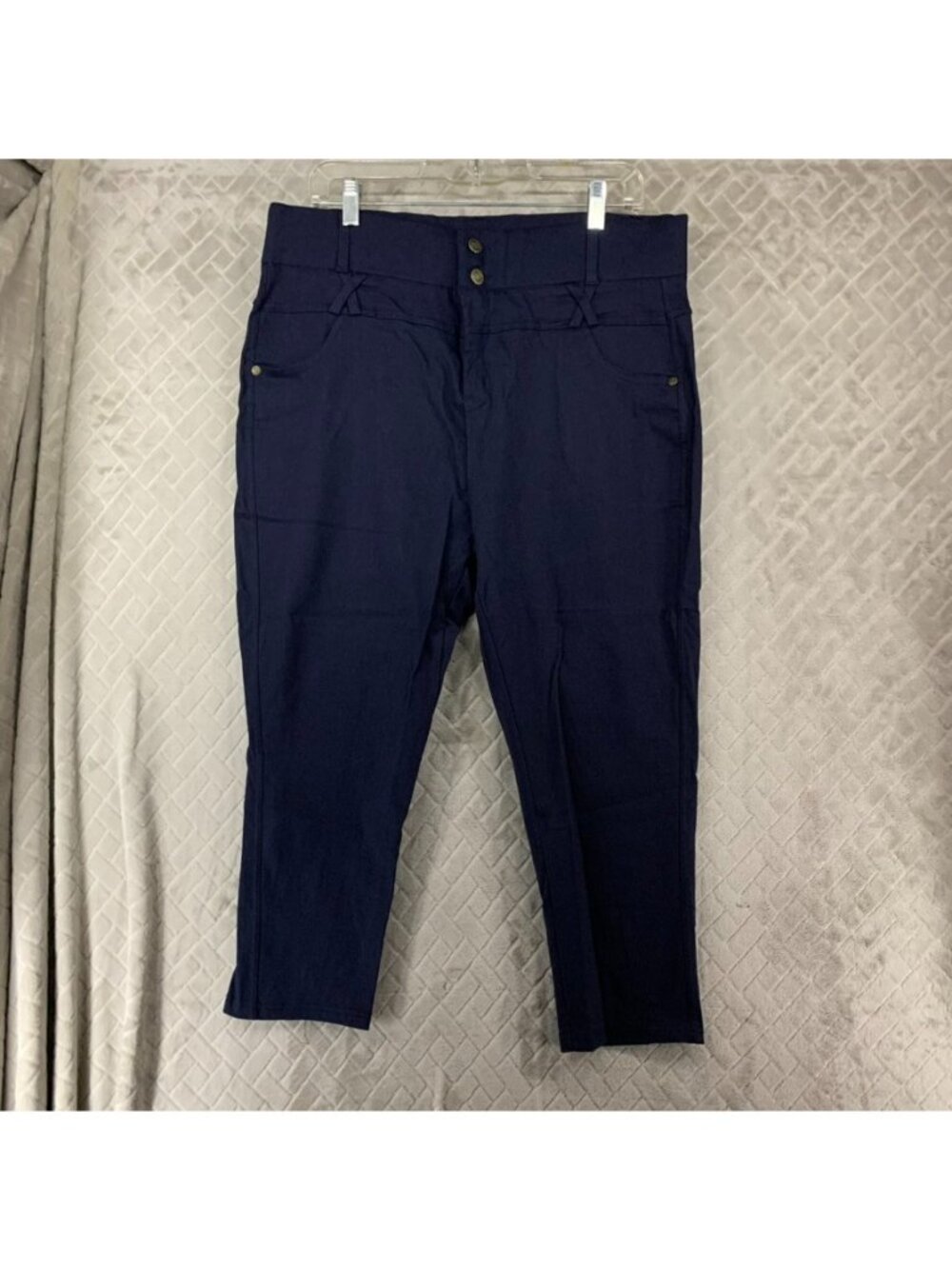 Rozas Pants Womens 3X Navy Blue Skinny Cropped High Rise Stretch